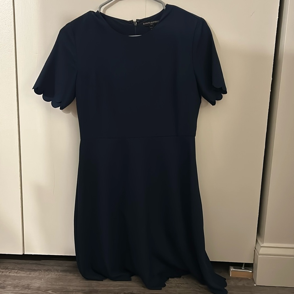 Banana Republic Navy Blue Scalloped Dress